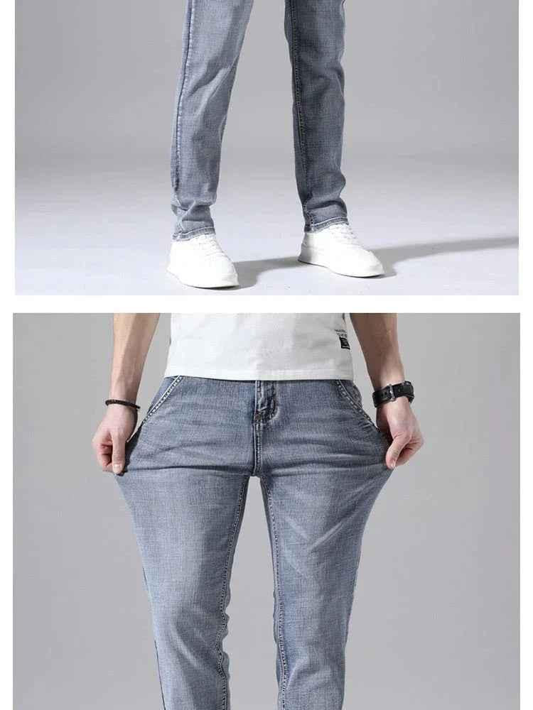 Dark blue Straight-Leg Denim Pants for Men by Stylish 3Sixty5, featuring classic fit and clean design.