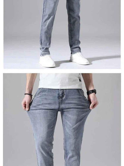 Dark blue Straight-Leg Denim Pants for Men by Stylish 3Sixty5, featuring classic fit and clean design.