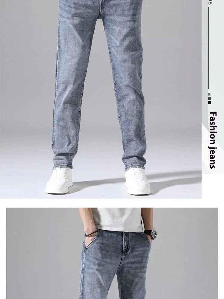 Dark blue Stylish 3Sixty5 straight-leg denim pants for men, showing the fit and classic design on a model.