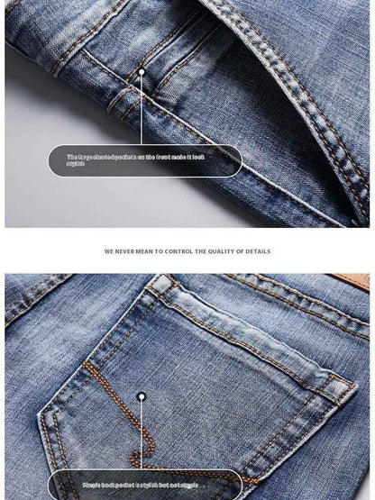 Dark blue Straight-Leg Denim Pants for Men by Stylish 3Sixty5, showcasing classic fit and clean denim fabric design.