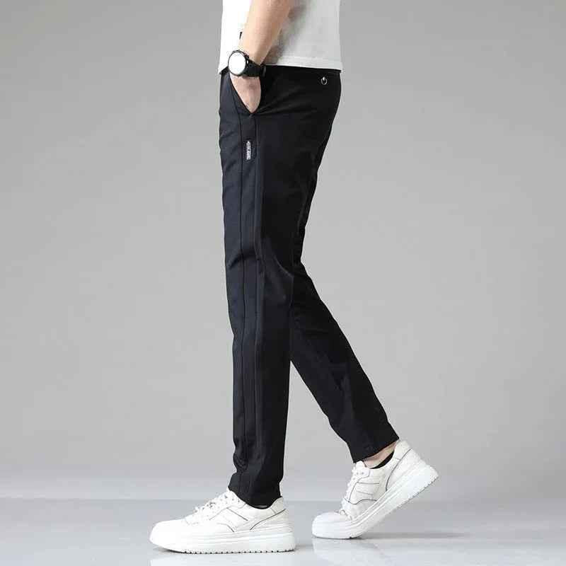 Black Stylish 3Sixty5 Soft-Form men's casual trousers, tailored pants with a comfortable fit and modern design.