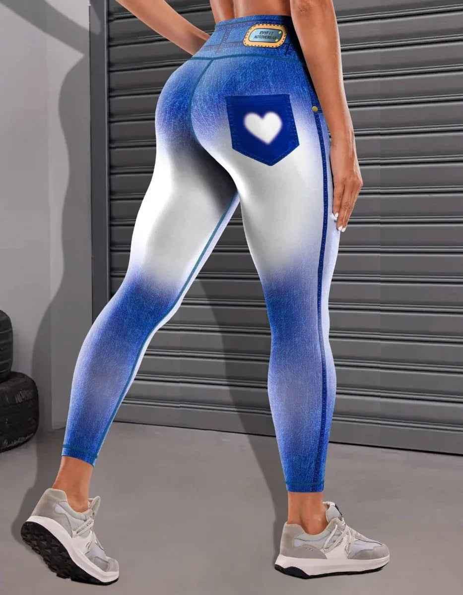 Stylish 3Sixty5 women's navy blue denim yoga pants with a comfortable, fitted design and classic jeans style.