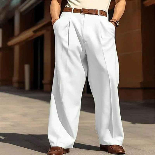White baggy men's trousers by Stylish 3Sixty5, fashion-forward pants with a relaxed fit and modern style.