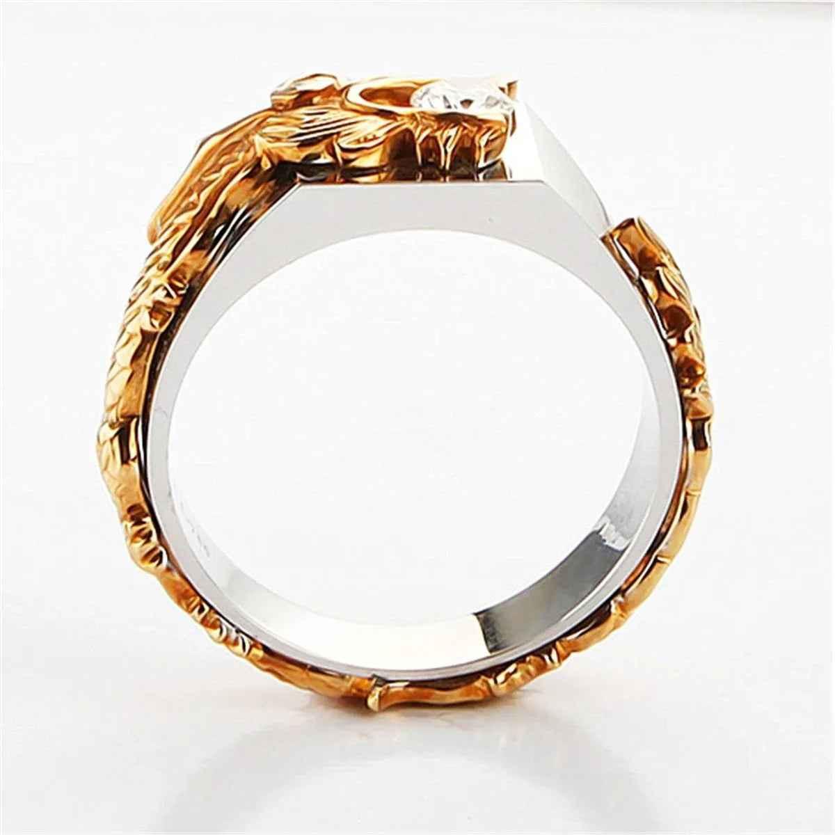 Gold Dragon Zircon Statement Ring by Stylish 3Sixty5 featuring punk style jewelry and bold dragon design.