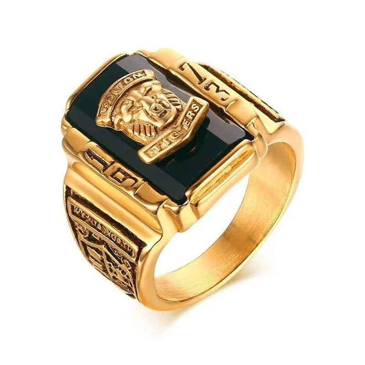 Stylish 3Sixty5 Titan-Tiger 1973 retro navy ring in US size 8, featuring bold design and vibrant navy color.