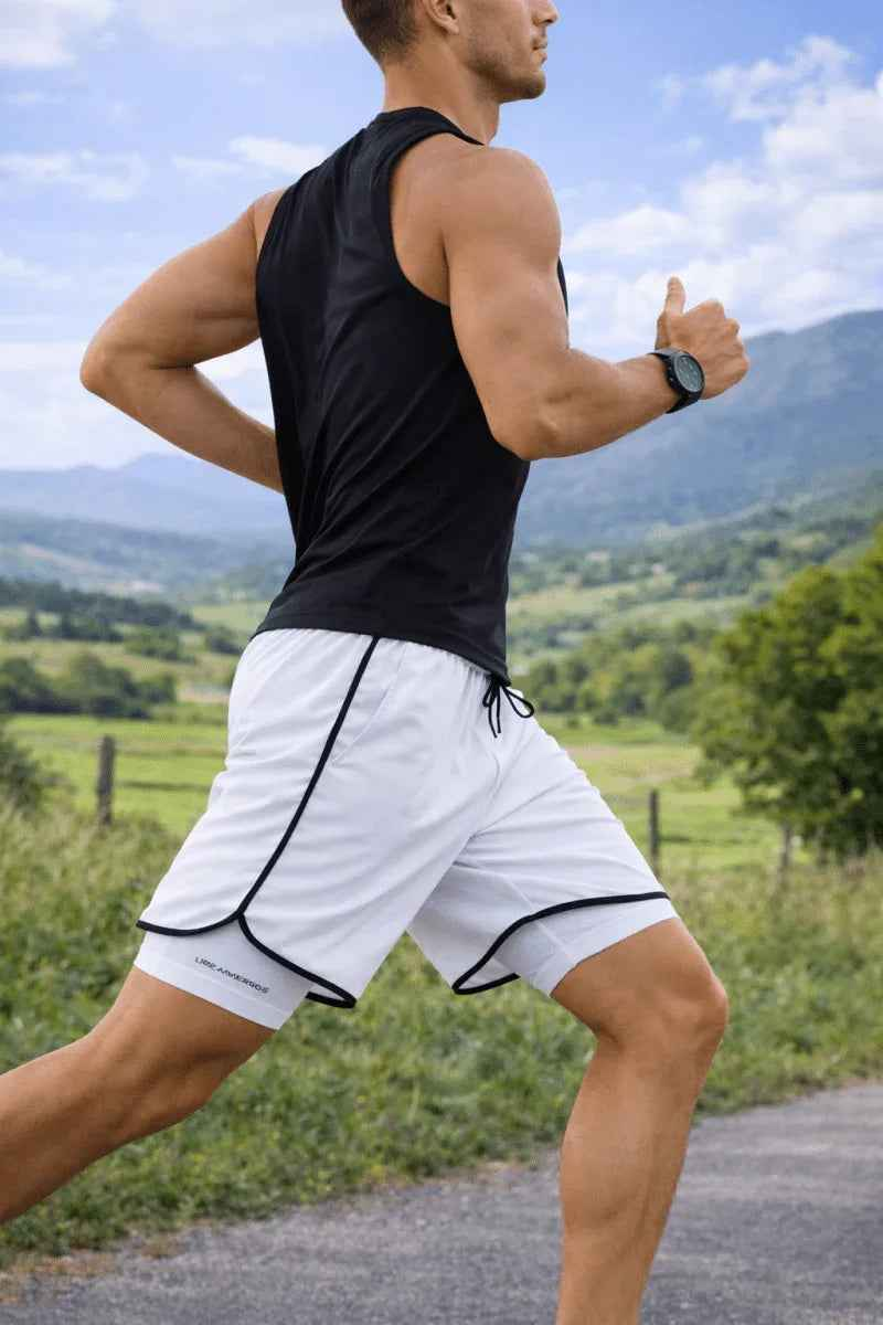 White Stylish 3Sixty5 Urban-Edge training shorts, lightweight athletic shorts with a modern fit and breathable fabric.