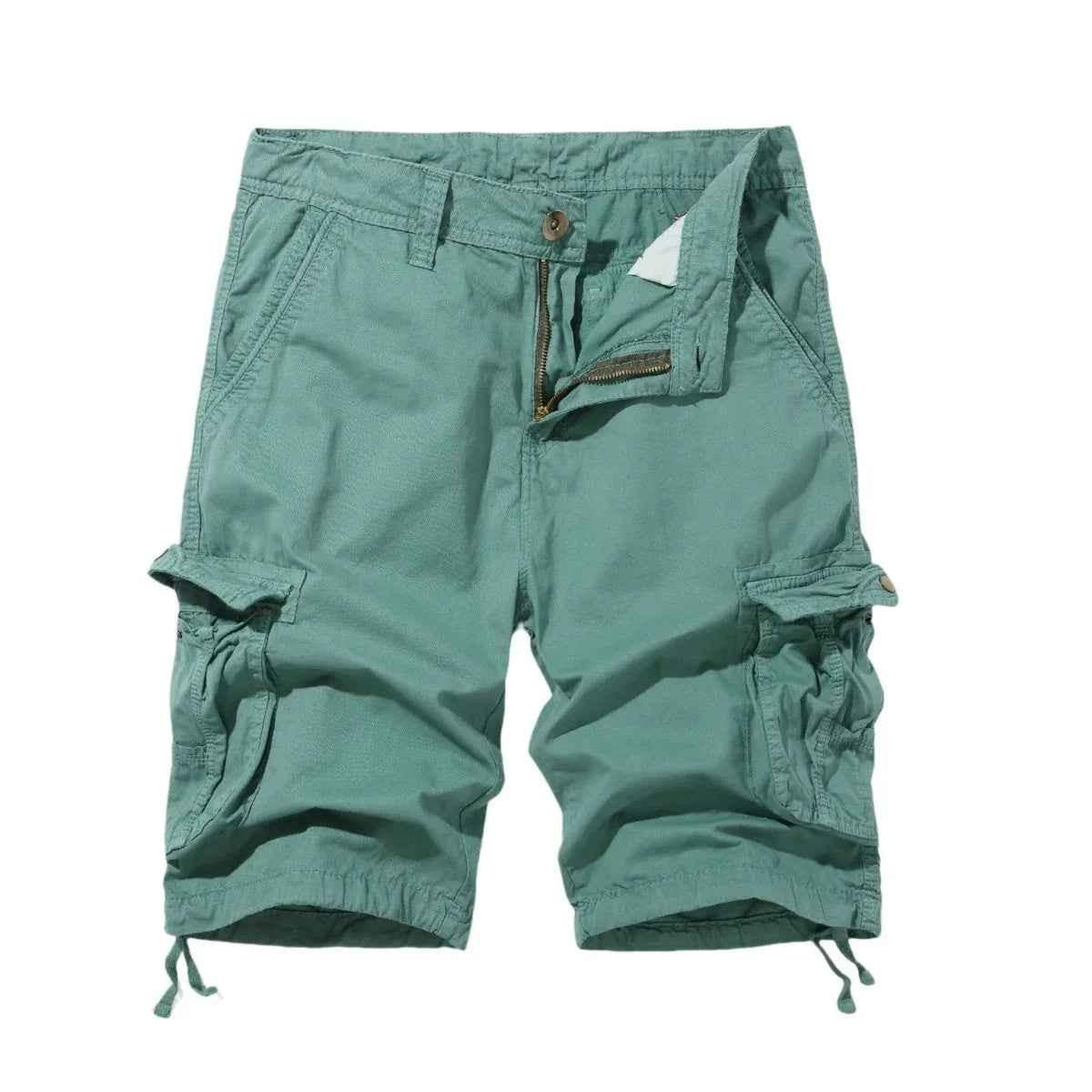 Khaki all-day plus size cargo shorts by Stylish 3Sixty5, featuring multiple pockets and a relaxed fit for comfortable summer wear.