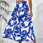Navy blue women's glam fashion skirt by Stylish 3Sixty5, featuring a chic, everyday wear design, shown on a model.