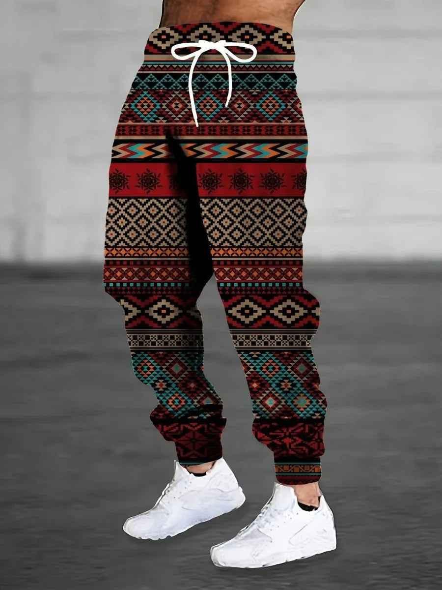Men's printed sweatpants by Stylish 3Sixty5 with bold all-over print, tapered fit, and comfortable design.
