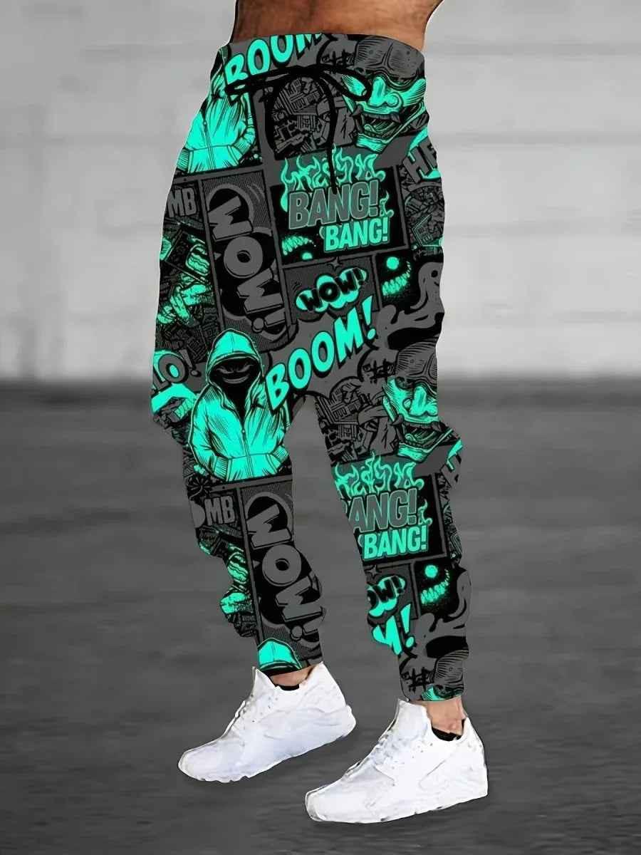 Men's Stylish 3Sixty5 printed sweatpants with bold all-over print, tapered fit, and comfortable design.