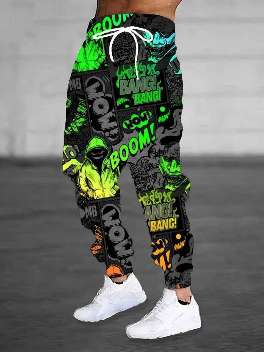 Men's printed sweatpants by Stylish 3Sixty5 with bold all-over print, tapered fit, and comfortable design.