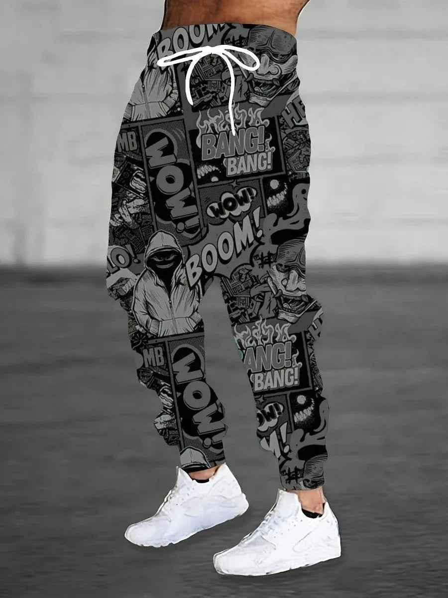 Men's printed sweatpants by Stylish 3Sixty5 with bold all-over print, tapered fit, and comfortable design.