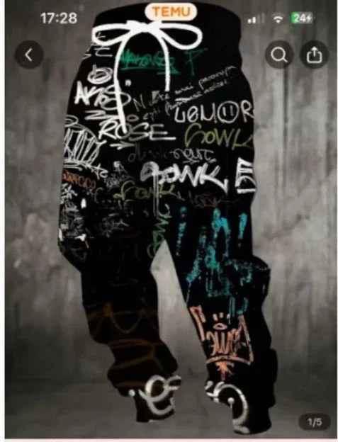 Men's printed sweatpants from Stylish 3Sixty5 with bold all-over print, tapered fit, and comfortable design.