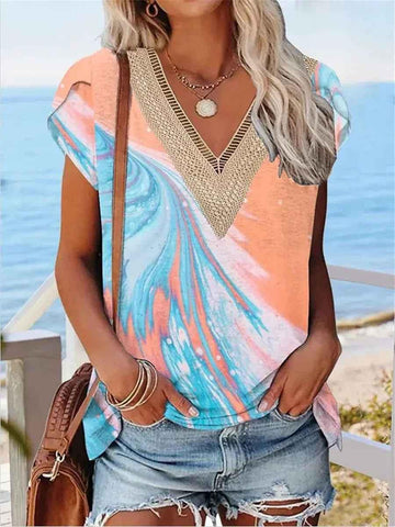 Blue Summer-Lace Fresh Top for Women by Stylish 3Sixty5, featuring lightweight lace fabric and a casual, stylish design.