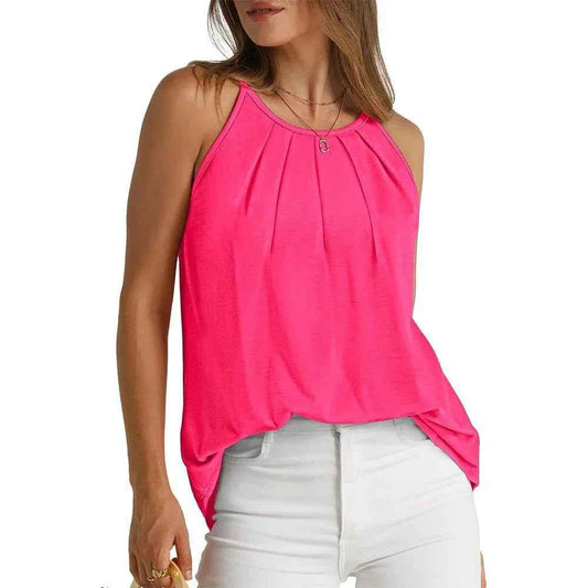 Black Stylish 3Sixty5 airy pleated cami top for women, lightweight and stylish, shown on a model.