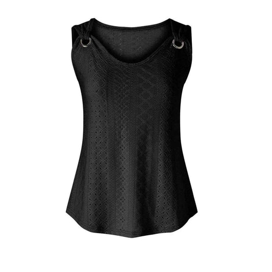 Black Essential Seamline Tank for Women by Stylish 3Sixty5, featuring a sleek, fitted design and seamless construction.
