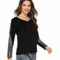 Black women's European Glam Sequin Top by Stylish 3Sixty5, featuring shimmering sequins and a stylish, fitted design.