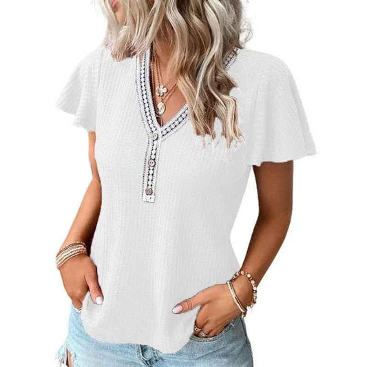 Women's black waffle texture T-shirt by Stylish 3Sixty5, soft and stylish tops for a casual look.