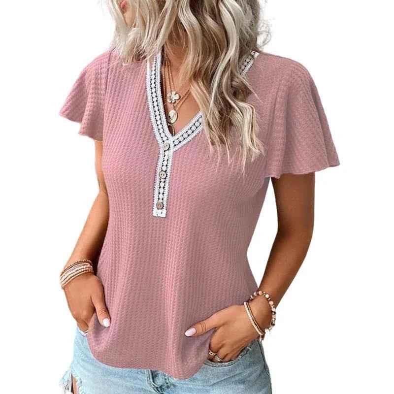 Women's black waffle texture T-shirt from Stylish 3Sixty5, soft and comfortable women's tops with a relaxed fit.