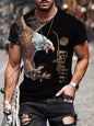 Stylish 3Sixty5 Apex Eagle statement men's T-shirt, blue graphic tops with eagle design, casual fit, front view.