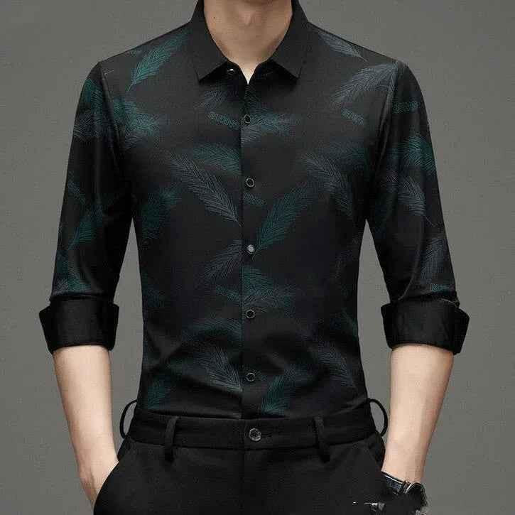 Red long sleeve men's fashion shirt by Stylish 3Sixty5, casual top with a modern fit and button-front design.