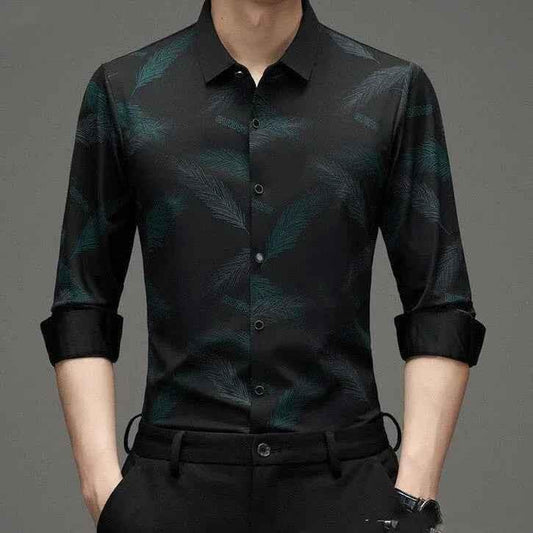 Red long sleeve men's fashion shirt by Stylish 3Sixty5, casual top with a modern fit and button-front design.