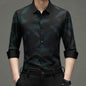 Red long sleeve men's fashion shirt by Stylish 3Sixty5, casual top with a modern fit and button-front design.