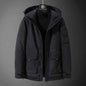 White campus quest all-weather coat by Stylish 3Sixty5, unisex top with a sleek, weather-resistant design.