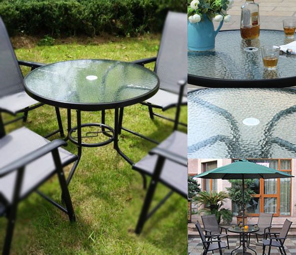 80CM Quality Tempered Glass Round Garden Table dealonline.co.nz