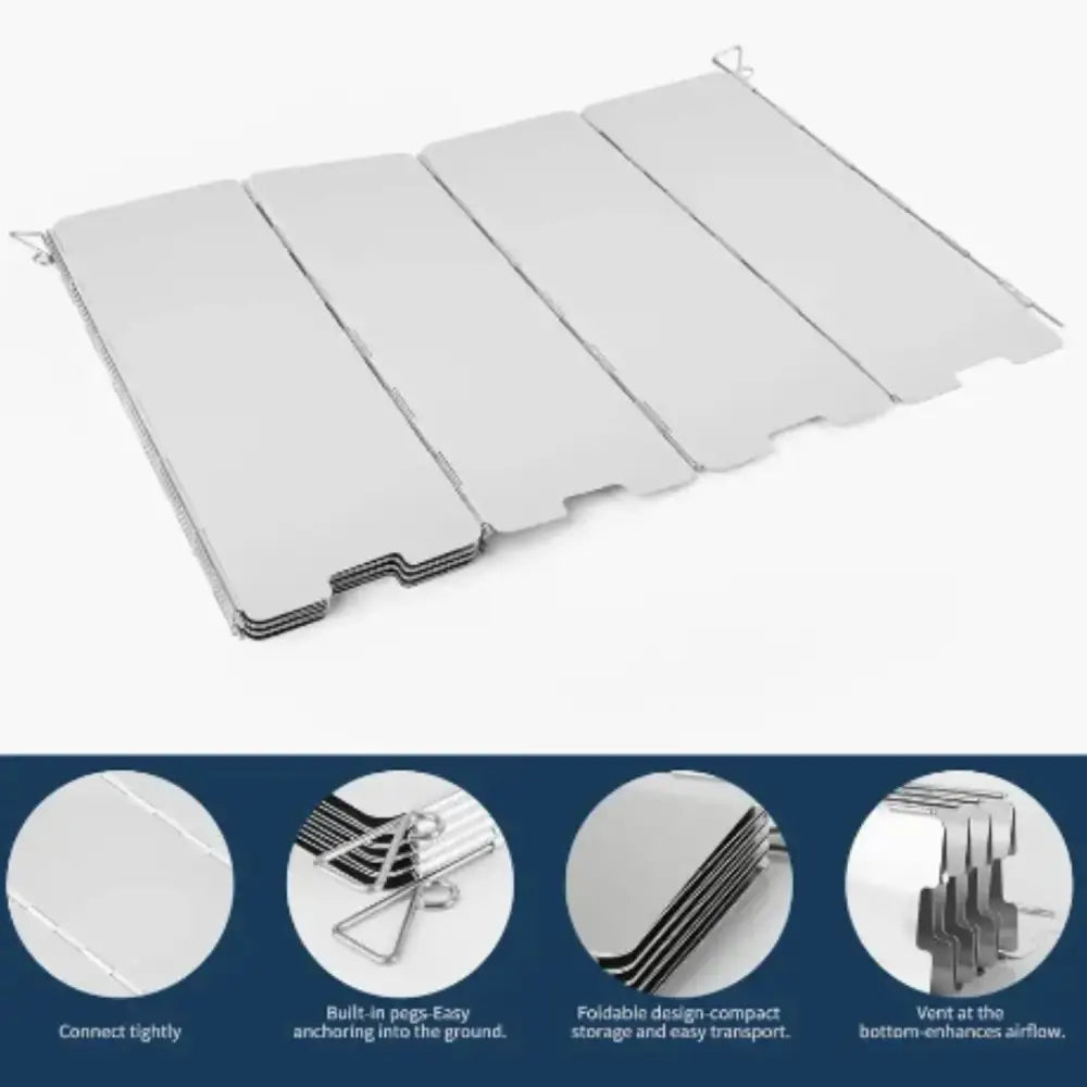 Tall Aluminium Stove Windscreen – Foldable Gas Burner Shield Habicare