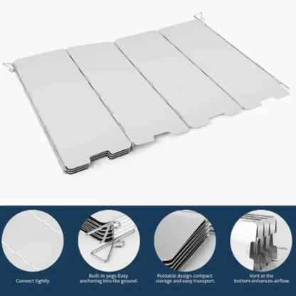 Tall Aluminium Stove Windscreen – Foldable Gas Burner Shield Habicare