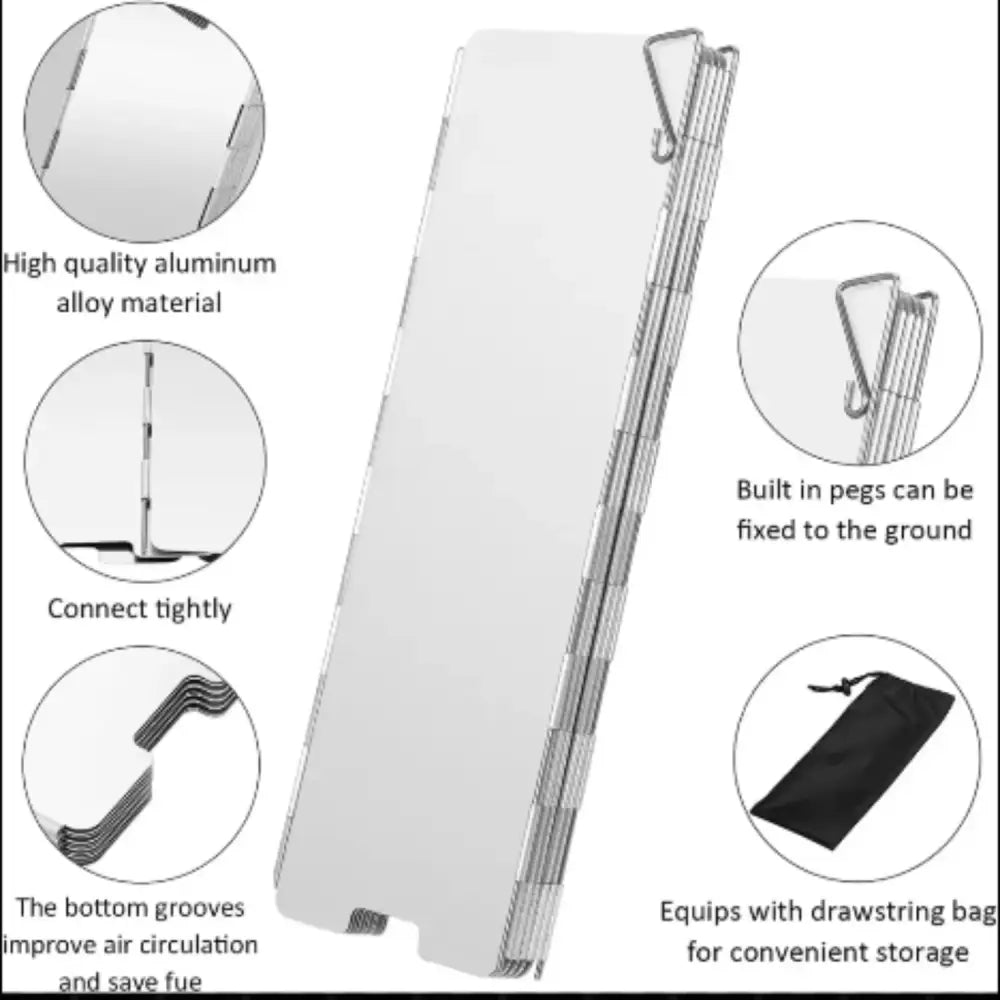 Tall Aluminium Stove Windscreen – Foldable Gas Burner Shield Habicare