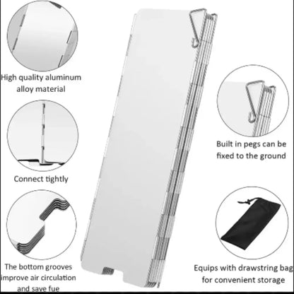 Tall Aluminium Stove Windscreen – Foldable Gas Burner Shield Habicare