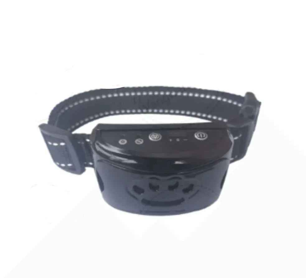Techplus black dog anti-barking collar with beeping feature, rechargeable dog training device for effective bark control.