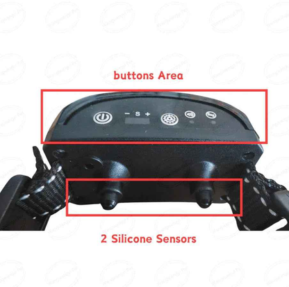 Black TechPlus dog anti-barking collar with beeping sound, rechargeable dog training device for behavioral correction.