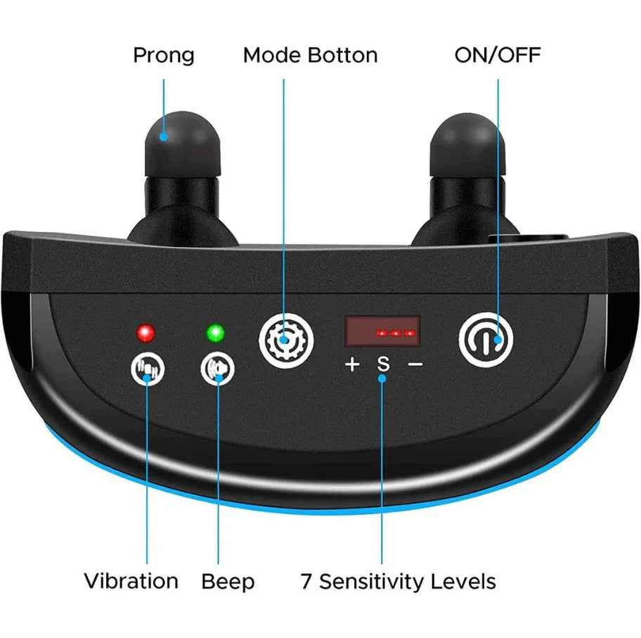 Black TechPlus dog anti-barking collar with beeping function, rechargeable design for effective dog training and behavior control.