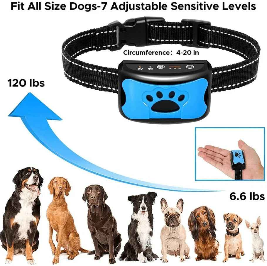 Black TechPlus dog anti-barking collar with beeping and rechargeable training device for effective dog behavior control.