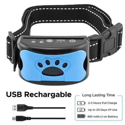 Black TechPlus dog anti-barking collar with beeping sound, rechargeable training device for effective behavior correction
