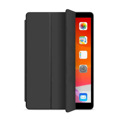 Black TechPlus iPad Air 5 case for 10.9-inch tablet, showing protective cover with precise cutouts and textured surface.