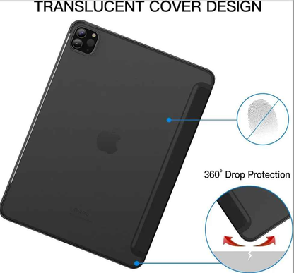 Techplus black ultra-slim protective smart case for iPad Pro 11-inch 2nd, 3rd, and 4th generation, showing the closed cover with precise fit.