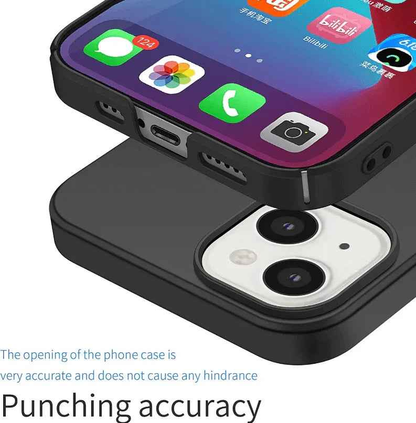 Black silicone case for iPhone 14 Plus by TechPlus, soft protective cover with a smooth finish and precise cutouts.