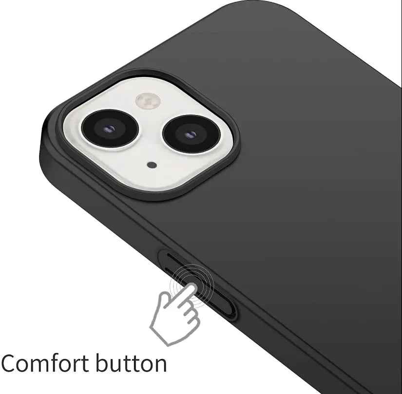 Black silicone case for iPhone 14 Plus by TechPlus, soft protective cover with smooth finish and precise cutouts.