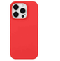 Techplus silicone case for iPhone 14 Pro in black, blue, and red, showing a soft protective cover fit on the device