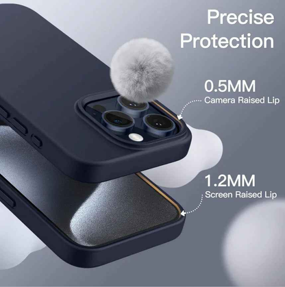 Techplus silicone case for iPhone 14 Pro in black, blue, and red with soft, protective cover and smooth finish.