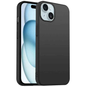 Black TechPlus silicone case for iPhone 14, soft protective cover with smooth texture and precise cutouts for easy access.