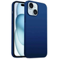 Black TechPlus silicone case for iPhone 14, soft protective cover with smooth texture and precise cutouts.