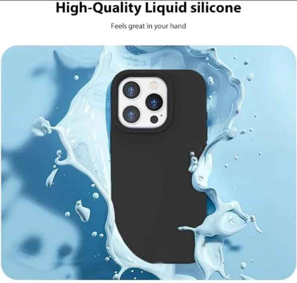 Techplus silicone case for iPhone 15 Pro Max in black, blue, and red, featuring a soft protective cover with precise cutouts.