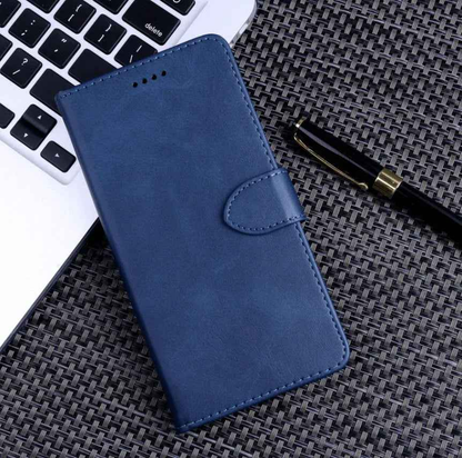 Black TechPlus iPhone 15 Pro wallet case with slim leather flip cover and card holder, designed for secure, stylish protection.