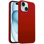 Black TechPlus silicone case for iPhone 15, soft protective cover with smooth texture and precise cutouts.