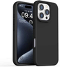TechPlus iPhone 16 Pro silicone case in black, blue, and red, soft protective cover showing the textured material and snug fit.